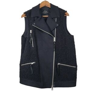 ALLSAINTS Black CHO WOOL Biker Vest Jacket Sz US 6